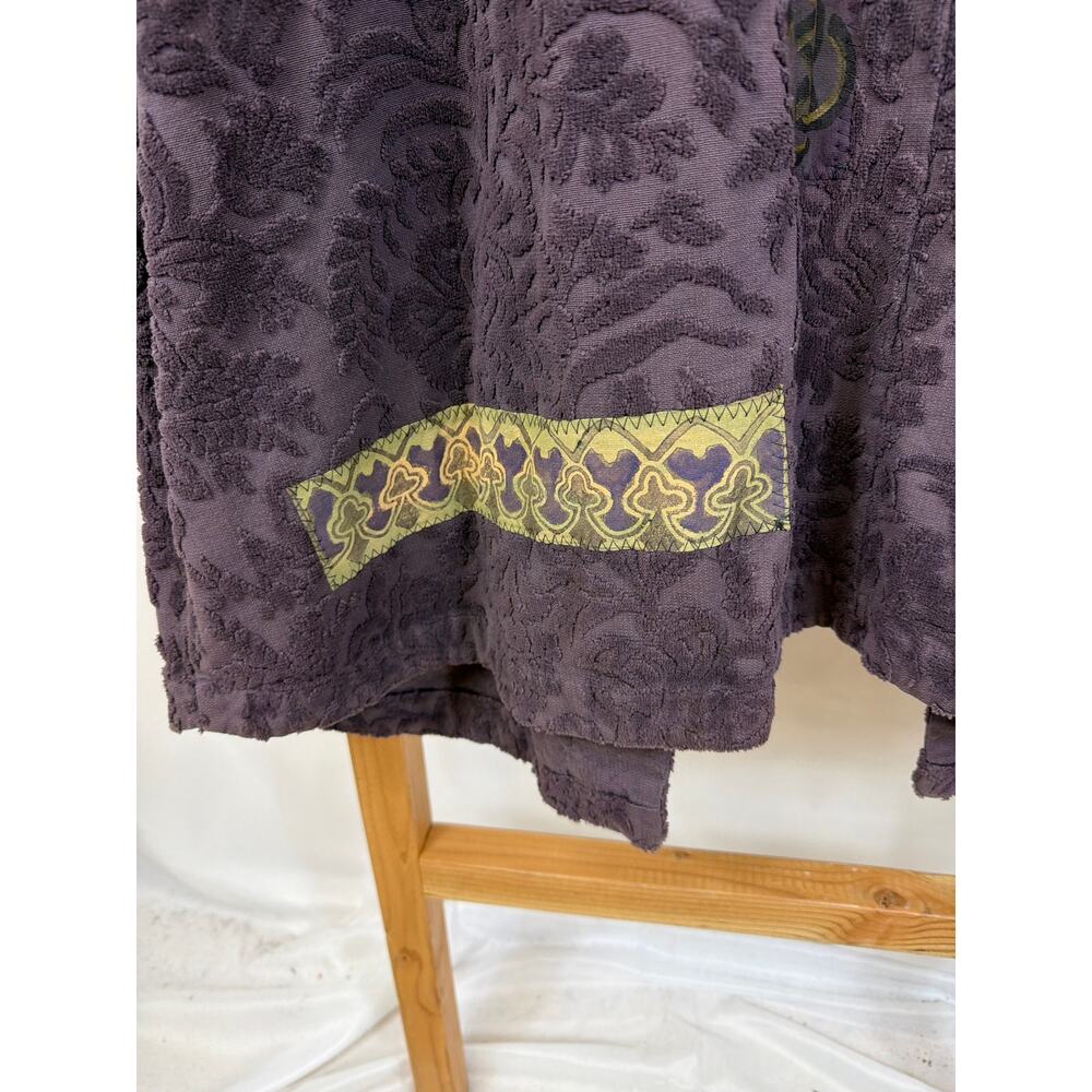 Blue Fish Vintage Purple Embossed Floral Patched Long Duster Jacket Size 0 MED - Picture 8 of 12
